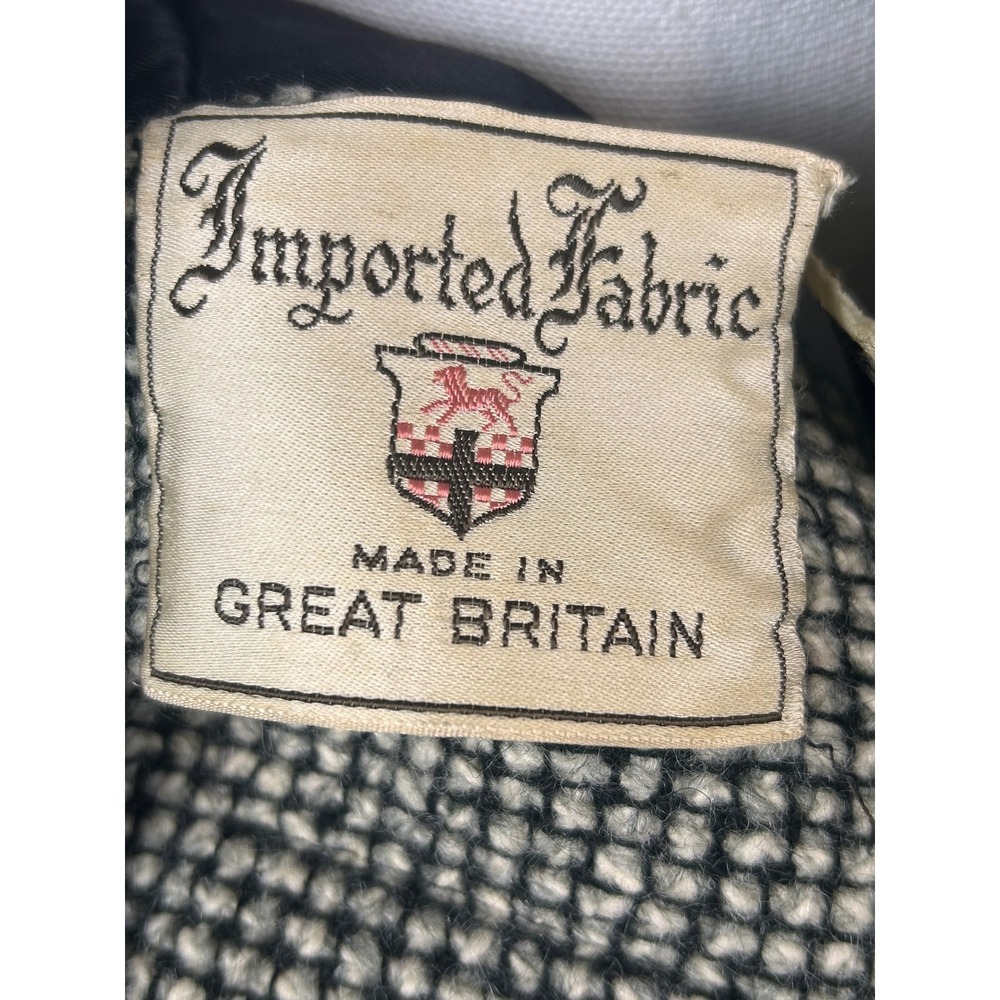 Vintage Great Britain Green White Tweed Wool Maxi Coat Long Trench Jacket Womens - Picture 8 of 16